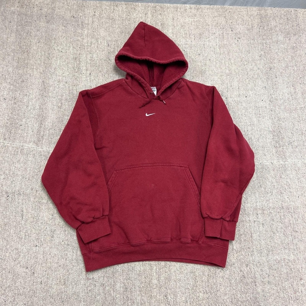 Vintage Nike Center Swoosh Hoodie Mens‎ Small Maroon 2000s Y2K
